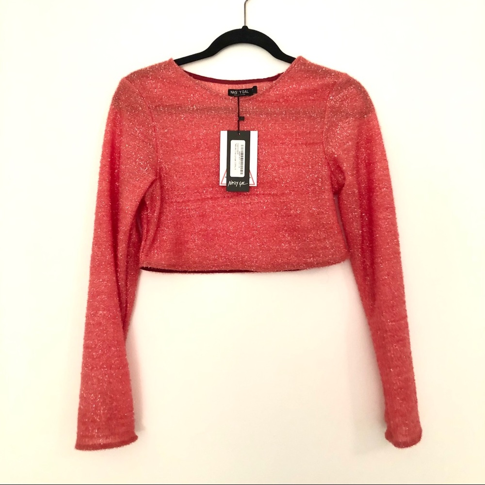 Nasty Gal Textured Crop Jumper Coral